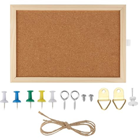 Tableau Liege Mural, 30 X 20 Cm Tableau En Liege En Bois Peut être Utilisé Comme Tableau D'affichage, Tableaux En Liège Pour Laffichage De Photos Et Lécriture De Messages.