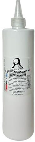 Teinture pour tissu 500 ml. Teinture textile résistante au lavage. Teinture pour t-shirt pour tissus clairs. Lavable en machine, résistante au lavage, fixation par repassage (blanc)