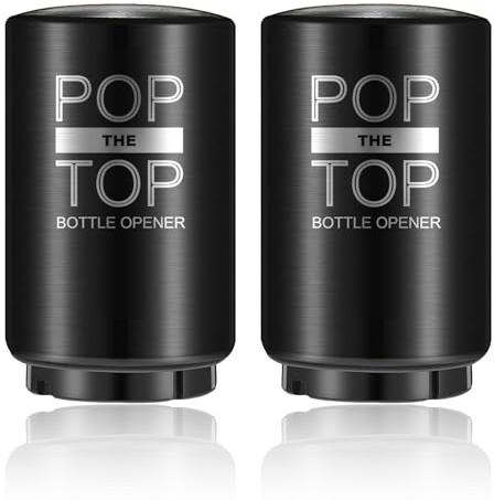 2PCS Automatic Beer Bottle Opener with Magnetic Cap Catcher, Pop-the-Top Stainless Steel One Handed Lid Opening Spring Loaded Push&Pop for Kitchen Bar Home Restaurant Utensils Beer Accessories Gift