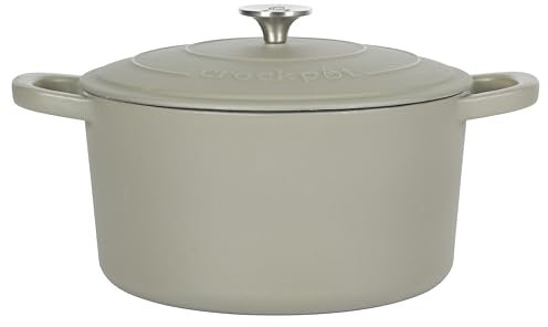 Crock Pot Artisan 5-Quart Round Cast Iron Dutch Oven Pot With Lid - Matte Green