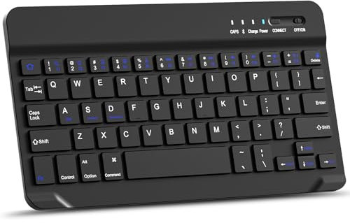 MMK Bluetooth Keyboard, Ultra-Slim Wireless Keyboard, Small Silent Whisper-Quiet, Compatible with iPad Pro/Air/Mini, iOS, Samsung Tablet, Android, Windows, UK English keyboard