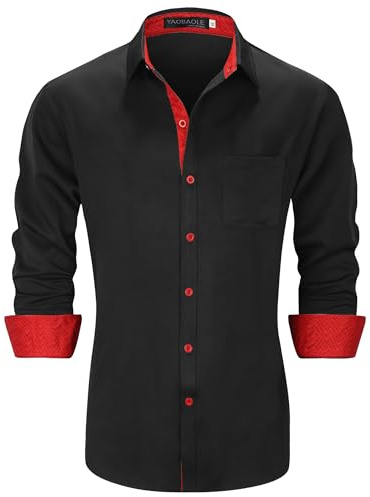 YAOBAOLE Chemise Homme Manches Longues Casual Business Formelle Chemise Homme Mariage Chemises Habillée Hommes Regular Fit Noir XL