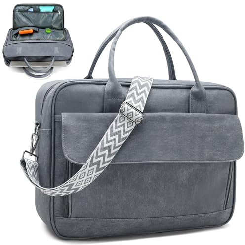 SUCIKORIO Sac Ordinateur Femme 17 Pouces, Imperméable Cuir Sac Cabas Femme Sacoche Ordinateur Portable Grand Sacs à Main Travail Femmes Sacs à Bandoulière Sacoche Enseignant Pour Les Cours, Etudiante