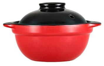 UBOHUZ Casseruola Piatti for casseruola Piccola Tazza for stufato Casseruola in Ceramica Mini casseruola Pentola Tradizionale con Manico per Brasare, Stufare(Red)