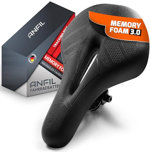 ANFIL® Selle de Vélo Ultra Confortable – Selle Ergonomique pour Homme et Femme – Mousse Mémoire de Forme, Étanche & Respirante – Siège de Vélo Confort pour VTT, Vélo de Route, Vélo de Ville