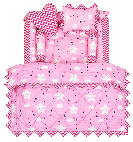 AD's Cuddle Baby Nest Pod for Newborns (0–12 Months) – Soft Breathable Cotton Infant Lounger with Mattress, Bolster Support & Pillow – Portable Travel Friendly (Pink)