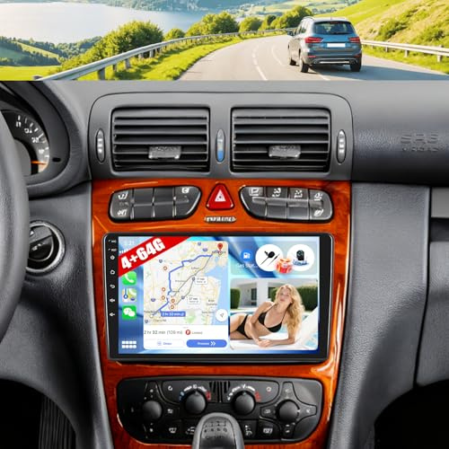 4G + 64G CAMECHO Android 13 Autoradio med Navi för Benz C-Klasse W203 W209 W463 W639, 2 DIN trådlös bildradio med 9 RDS/FM MirrorLink Bluetooth5Display.0/32EQ + bakkamera