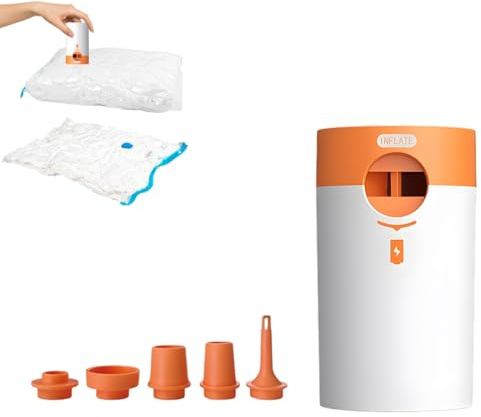 Tomedeks Bomba de aire eléctrica portátil para inflables,compresor de aire,con 5 boquillas de aire,para camping, colchón de aire, flotador, cojín de aire, bote inflable, bolsa de vacío