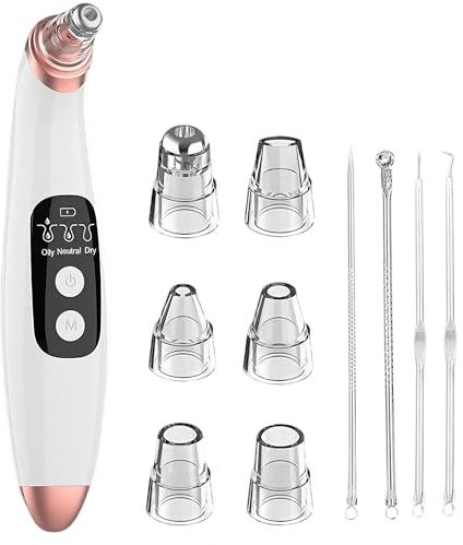 Brynest Blackhead Remover Vacuum for Face, USB Rechargeable Electric Pore Vacuum with 6 Suction Heads & 4 Extractor Tools, 3 Adjustable Suction Power Modes, Deep Pore Cleaner & Blackhead Remover Tool