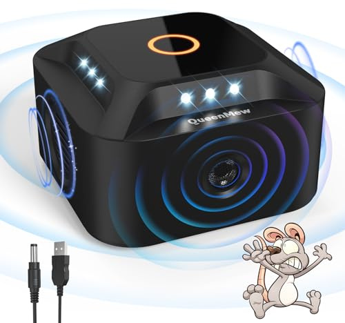 Repelente Ultrasónico de Ratones 360°, 3 Modos Repelente de Ratones Enchufe con 12 Luces Estroboscópicas, 300 M² Ahuyentador de Topos Repelente Gatos, para Rata Araña Polilla Hormiga