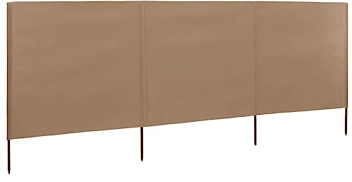 QZZCED Paravento pieghevole a 3 pannelli, per spiaggia, 400 cm di lunghezza e 120 cm di altezza, resistente al vento, con pali in legno e materiale tessile non tessuto