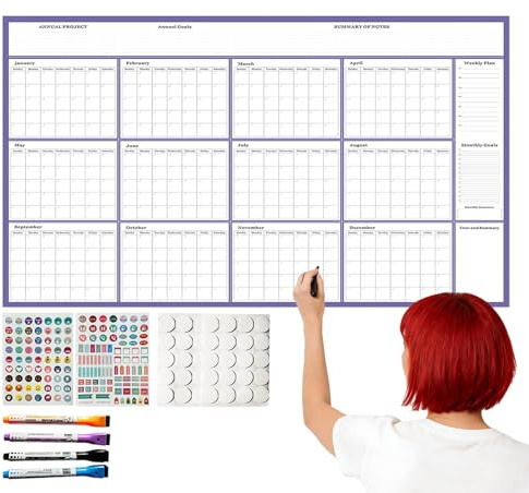 Xmccvt Calendrier 2026,Avec Marqueurs Planificateur Mensuel Et Quotidien,Calendrier Mural 2026 Grand Format 12 Mois - Pour Rendez-Vous Agenda Scolaire Vacances Planning Nouvel An Bureau Domicile