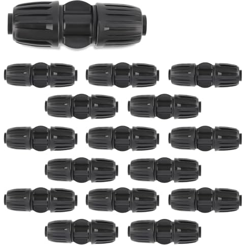 Kalolary 15Pcs 1/2 inch Drip Irrigation Fittings Lock Barbed Straight Through Connectors for 16mm Irrigation Hose, Drip Line Connectors for Garden Lawn Sprinkler Irrigation System