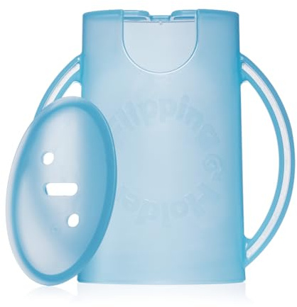 Flipping Holder Squeeze Proof Food Pouch Holder for Toddlers, Babies, Kids, Mess Free No Squeeze Juice Box Drink and Applesauce Snack Holder with Easy Grip Handles and Lid