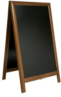 SECURIT - Tableau sur Pied en Bois d'Hévéa Laqué Deluxe - Ardoise Pour Marqueur à Craie Liquide - Pour Restaurant, Bar, Café, Boutique - 70 x 120 cm - Coloris Noyer