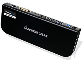 IOGEAR USB 3.0 9-i-1 universell dockningsstation - Dubbel skärm med HDMI n DVI/VGA, 2 x USB 3.0, 4 x USB 2.0, Gigabit Ethernet, 3,5 mm ljudutgång, bärbar dator, Ultrabook, PC, Mac, mer, GUD300