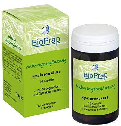BioPräp Hyaluronsäure Kapseln mit MSM | 60 Zellulose-Kapseln | vegan | produziert in Deutschland | zertifizierte Produktion