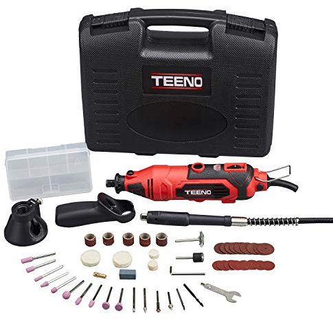 Teeno Outil multifonction, outil rotatif avec 80 accessoires, mini perceuse avec vitesse variable pour graver, couper, perceuse, etc