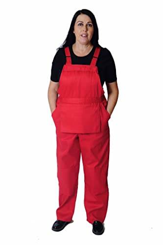 GRS Dam haklapp och stöd hängselbyxor overall overall halloween kostymer för kvinnor, maskeradoveraller (vit, svart, blå färger), Röd, 5XL
