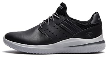 Skechers Men's Delson 3.0 Ezra Sneaker,Black Leather,10 UK