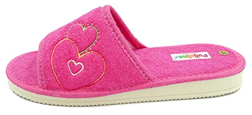 PULIDINES - Zapatilla de casa de Toalla para Mujer con Suela de Piso microporoso Mujer Talla: 38 Color: Fuxia
