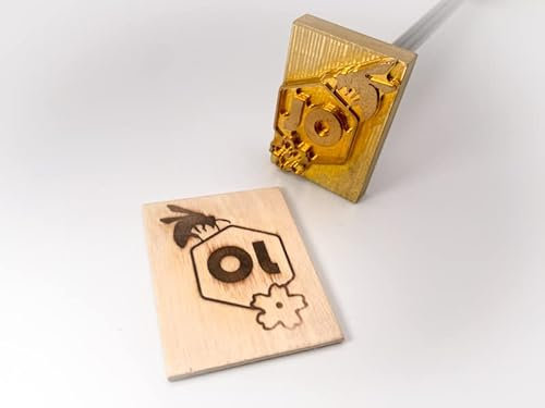 Dein Brandstempel extern beheizter Initialen im Motiv Biene mit Blume für Holz, Leder, Pappe - personalisiertes Brandeisen für Imker, individueller Brennstempel für Bienenbeuten in 50 x 75 mm