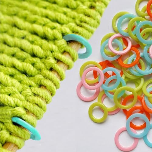 Siqian Stitch Marker Knitting Markers, 30 pcs 3 Sizes Ring for Plastic Markers Rings Smooth Crochet Assorted Counters Needle (Random Color)
