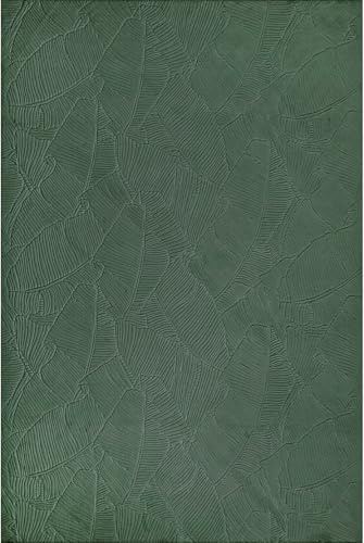 the carpet Rio - Tappeto soggiorno moderno e morbido con retro antiscivolo e effetto 3D, superficie soffice, facile da pulire e robusto, verde, 140 x 200 cm