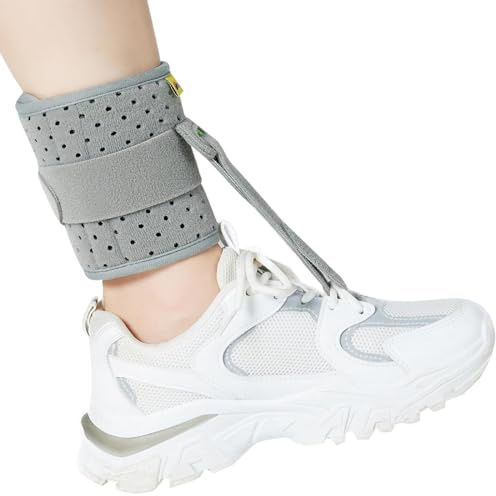 Tenbon Foot Up Orthosis Foot Drop Splint for Ankle Joint Plantar Fasciitis Relieve Pain Adjustable Wrap Compression Improve Gait for Man Woman (Gray)