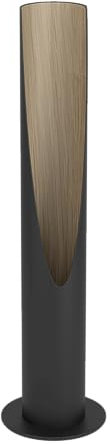 EGLO Tischlampe Barbotto, Tischleuchte mit indirekter Beleuchtung, Wohnzimmerlampe aus Metall in Schwarz und Holz in Eiche, Deko-Lampe inkl. GU10-Leuchtmittel, 40 cm, warmweiß