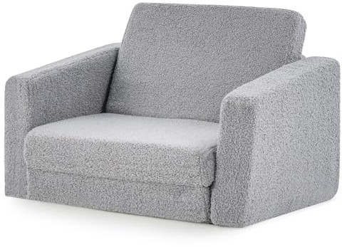 Maxmass Kids Sofa Chair, 2-in-1 Children Fold Out Couch with Removable Zipper Cover, Foldable Toddler Lounger for Boys Girls Playroom Bedroom (105 x 59 x 30 cm)