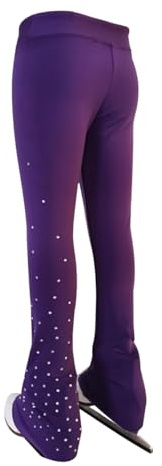 LIUHUO Girls Ice Figure Skating Pants Breathable Skate Leggings Women Practice Elastic Waistband Comfort Purple