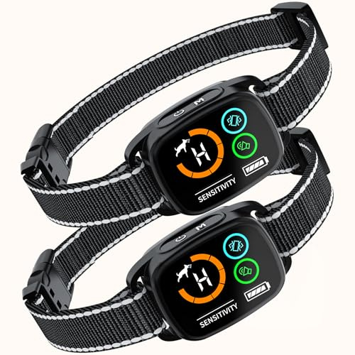Kit de 2 Collares Antiladridos y Antiaullidos para Perros, Modos Sonido/Vibración/Vibración Fuerte, Detección Inteligente de Aullidos y Ladridos, Recargable, Impermeable IP67
