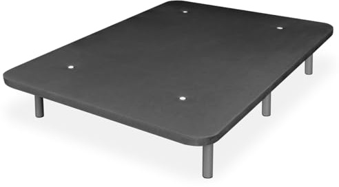 Homey - Base Tapizada 3D Reforzada, Gran Estabilidad con 5 Barras Transversales y 6 Patas metálicas roscadas de 27cm, 90 x 190, Gris Oscuro