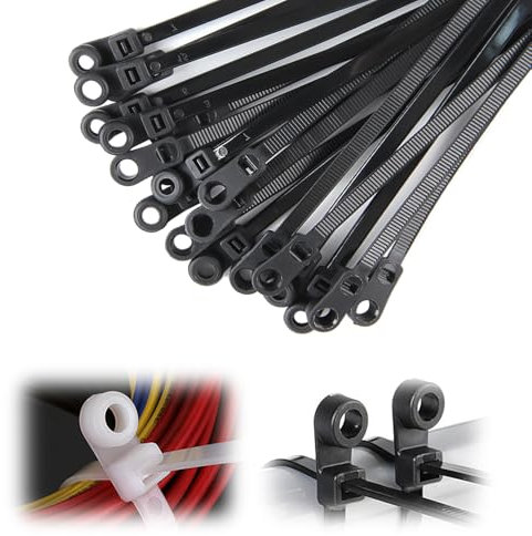 Self-locking Cable Tie, Kabelbinder Kabelbinder Set, 100/200/300 PCS Wiederverwendbare Kabelbinder UV Beständig für Ordnung von Kabeln, Gartenarbeit, im Büro(3.6MM*200MM) (100, Schwarz)