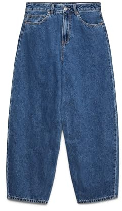 Vero Moda Donna Female Mom Vita Alta Fit Vmbillie HR Barrel Ank Jeans Mix Ga Noos, Media Blu Denim, 27W x 32L