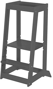 roba Lernturm nach Montessori - Sicherer Tritthocker für Kinder - Ideal als Küchenhelfer - Bis 80 kg belastbar - FSC®-zertifiziertem Holz - Anthrazit lackiert