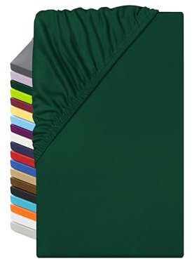 npluseins Microfaser Spannbettlaken – atmungsaktiv und Allergiker geeignet 1519.2192, 140 x 190-200 cm, dunkelgrün
