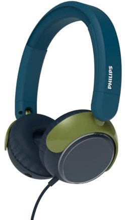 Philips TAK2000CT 2000 Series Auriculares Infantiles on Ear Plegables con Cable, limitación Volumen, Audio compartido, Cable 3,5 mm y USB-C Incluido - Cristal Teal