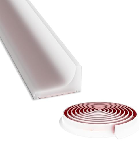EUDUQ White Silicone Shower Seal Strip,Shower Tray Sealing Strip,Wet Room Threshold Water Barrier,Bath Sink Edging Caulk Trim,Self-Adhesive Bathroom Floor Sealant for Bathtub Countertop (White 3M)