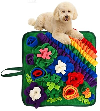 QMoveltyF Snuffle Mat for Dogs Cats, Pet Treats Feeding Mat, 17.7x17.7inch for Small/Medium, Interactive Dog Puzzle Toys, Felt Wool Dog Sniff Mats for Slow Feed, Encourages Natural Foraging Skills