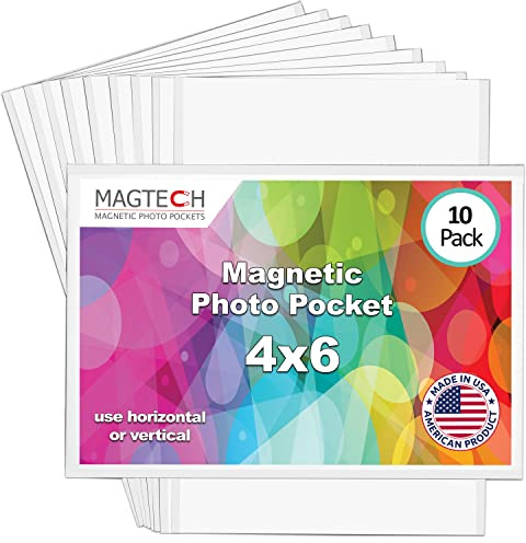 Magtech Magnetic Pocket Picture Frame, White, Holds 4 x 6 Inches Photos, 10, Made in the USA Pack (14610)