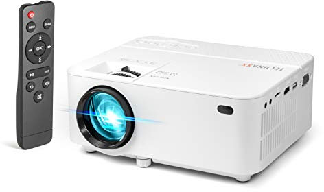 Technaxx Mini Beamer TX-113 – tragbarer Projektor für Heimkino, Outdoor & Büro – unterstützt 1080P, 176 Display, 40.000h LED, HDMI/USB/microSD, Lautsprecher, Fernbedienung