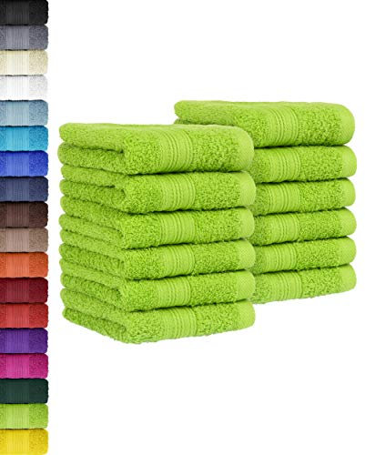 BaSaTex - 12er Pack Handtuch Set für Gäste - Seiftücher mit Aufhängeschlaufe aus weicher Baumwolle in 30x50 cm - Gästetücher für die Gesichtsreinigung Öko-Tex Standard 100 Zertifiziert - Apfelgrün