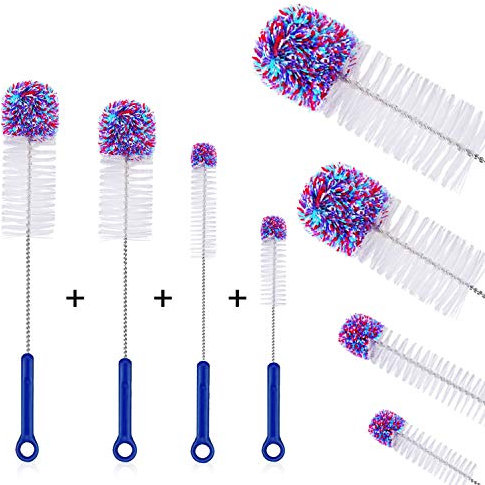 Qualitative Flaschenbürste [4er Set] Rückstandslose & Kratzfreie Reinigung, Innovativer Baumwollkopf für kratzfreie Reinigung, Reinigungsbürste geeignet für alle Flaschen