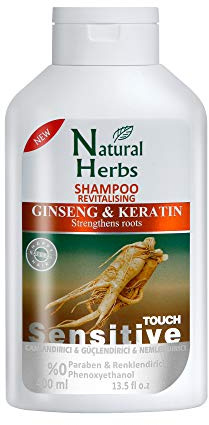 MyBalance Body & Mind Natural Herbs Ginseng & Keratin-schampo 400 ml – hårväxtschampo – anti-håravfall kvinnor och män – schampo utan parabener – tillväxtfrämjande – keratin hårbehandling