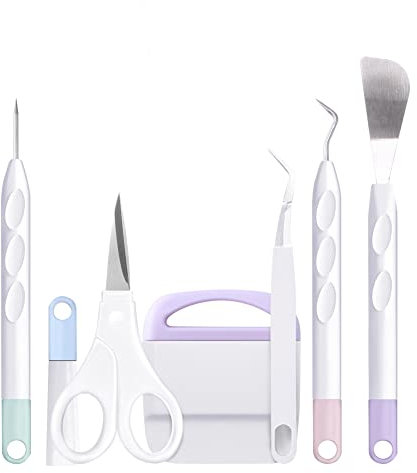 6 Stück Vinyl Plotter Zubehör, Edelstahl Entgitterwerkzeug Plotter Zubehör DIY Bastelwerkzeug Set Vinyl Jäten Werkzeuge Vinyls Basic Tools Set für Sammelalbum, Silhouette, HTV, Cameos, Beschriftung