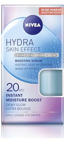NIVEA Hydra Skin Effect Hyaluronic Acid Serum (100ml), Light Weighted Face Serum Provides Intense 72H Hydration for Plumped Up and Glowing Skin. 20 Sec. Rapid Absorption