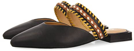 Sandales noires type babouche à lanière pour femme bataan
