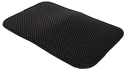 AMONIDA Tapis de Trappeur de Litière, Tapis de Litière pour Chat en Matériau EVA Doux pour éviter Le Glissement Double Couche pour Chaton (Le Noir)